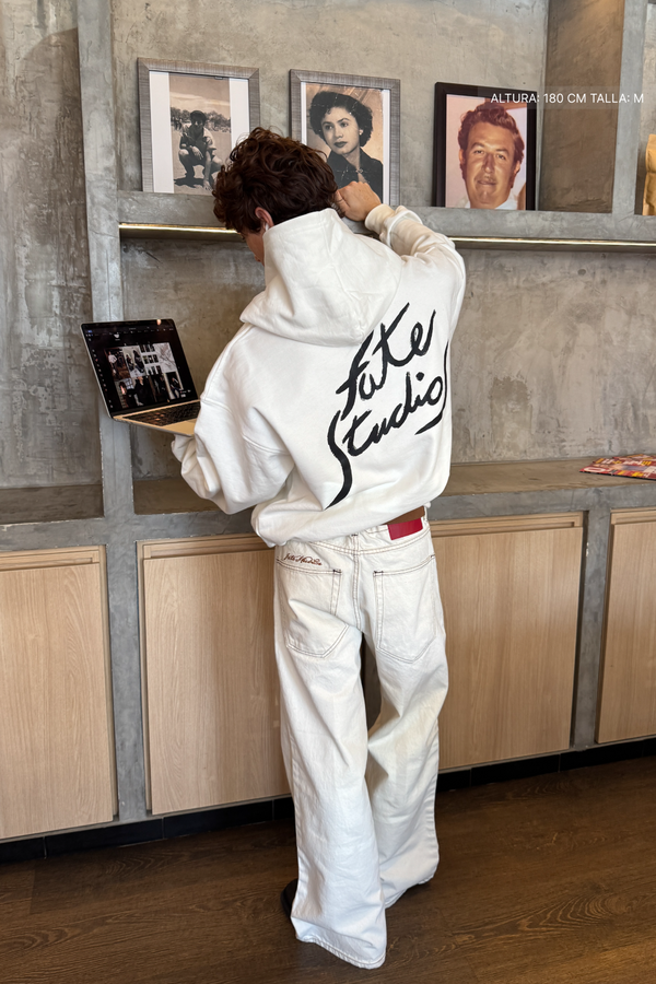 Fate Studios Letterscript Hoodie Ivory