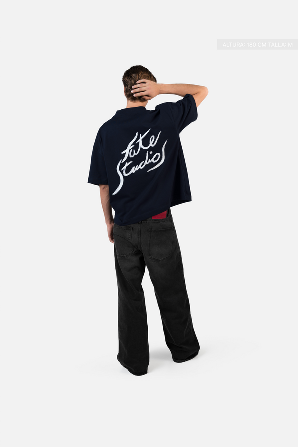 Fate Studios Letterscript Tee Navy Blue