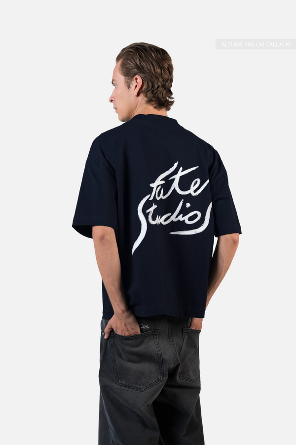 Fate Studios Letterscript Tee Navy Blue