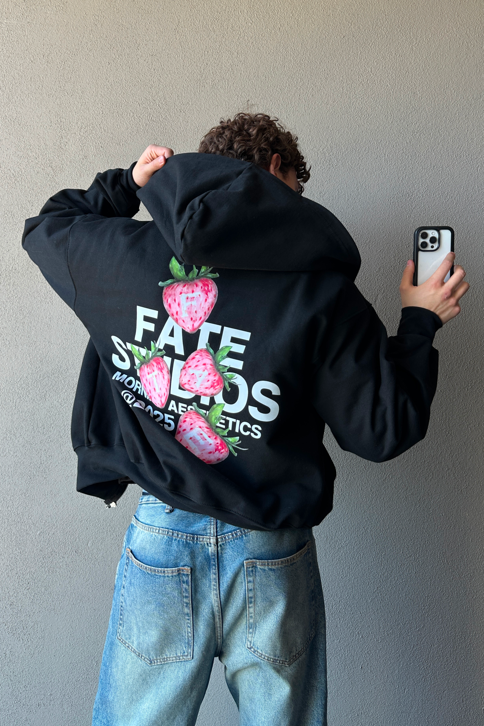 Strawberry Zip Hoodie Vantablack