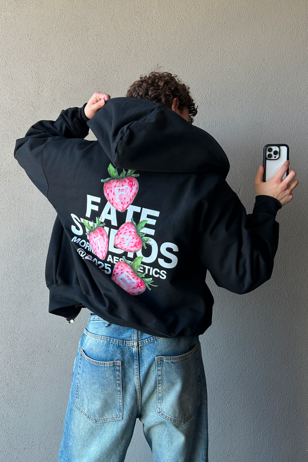 Strawberry Zip Hoodie Vantablack