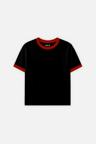 Rib Muscle Tee Black w/ Red