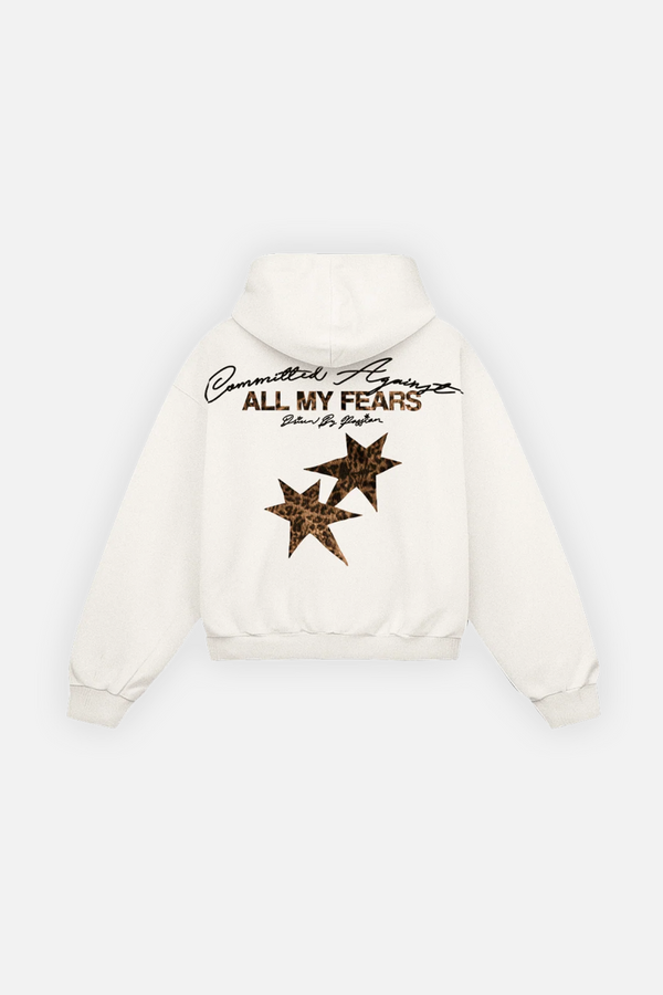 All My Fears Cheetah Hoodie Ivory