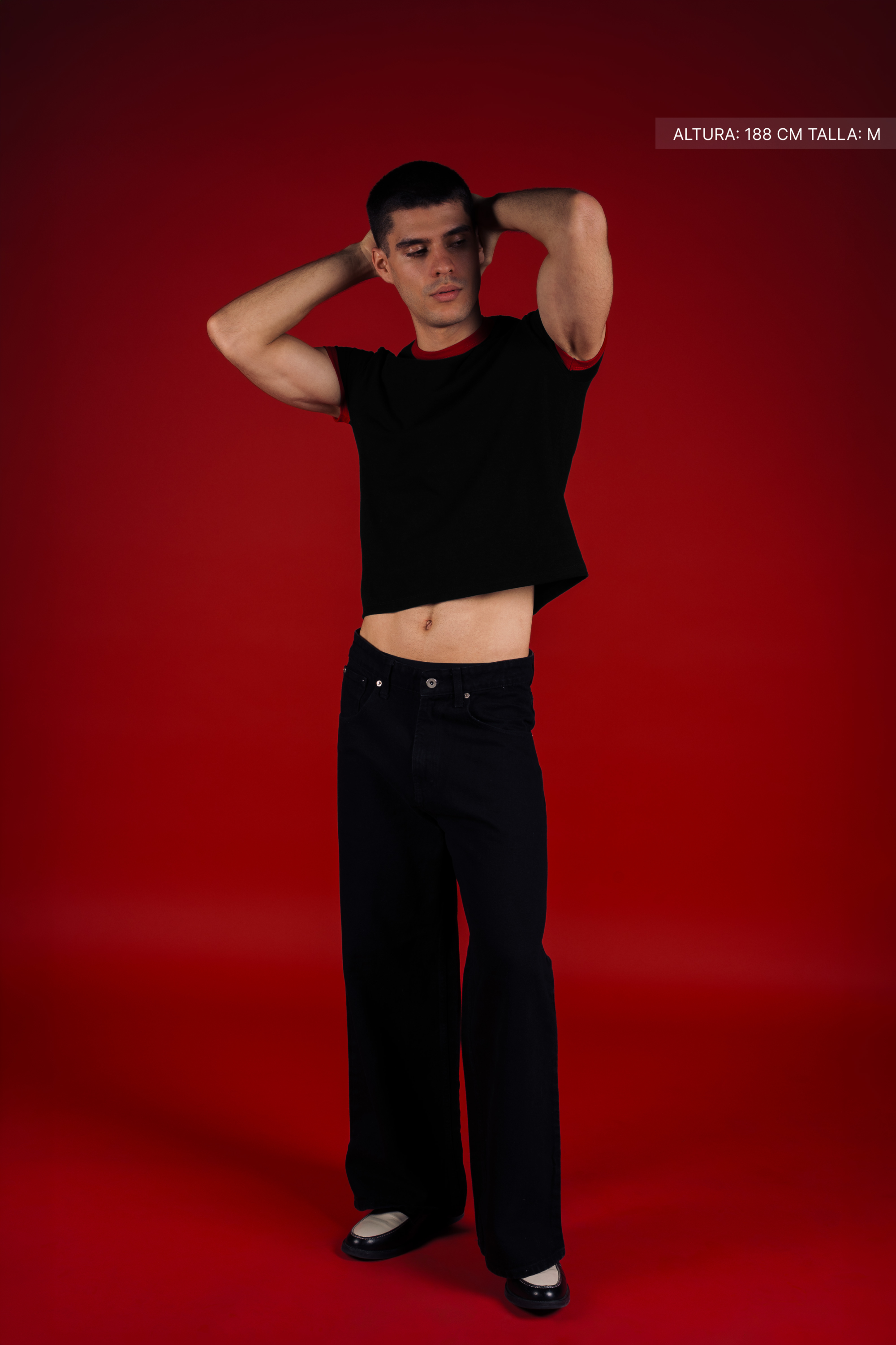 Rib Muscle Tee Black w/ Red