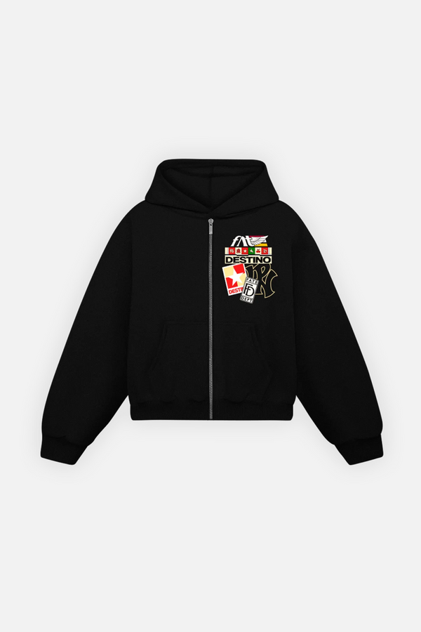 Racing Patches Zip Hoodie Vantablack