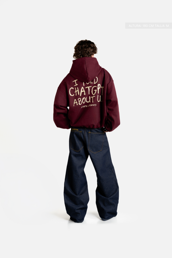 I Told Chat Hoodie Burgundy