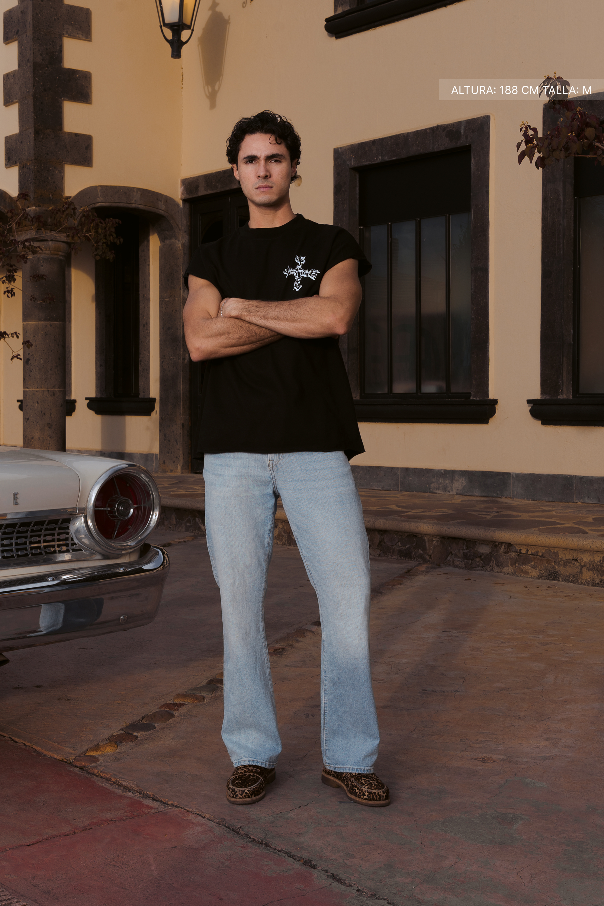 Letter Cross Tank Top Black