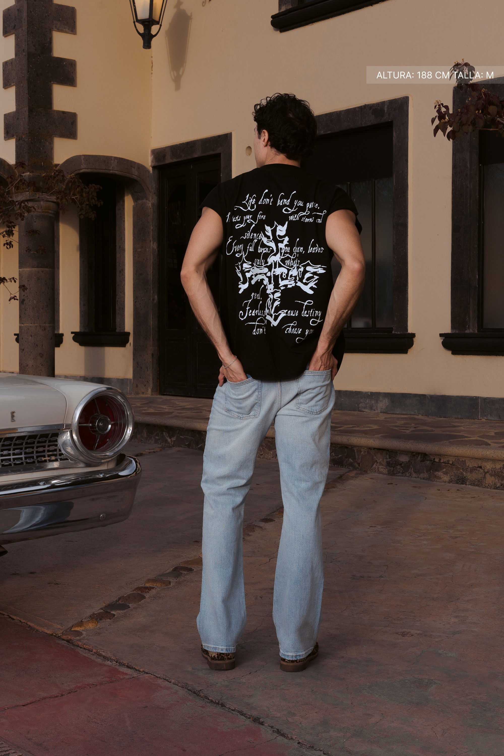 Letter Cross Tank Top Black