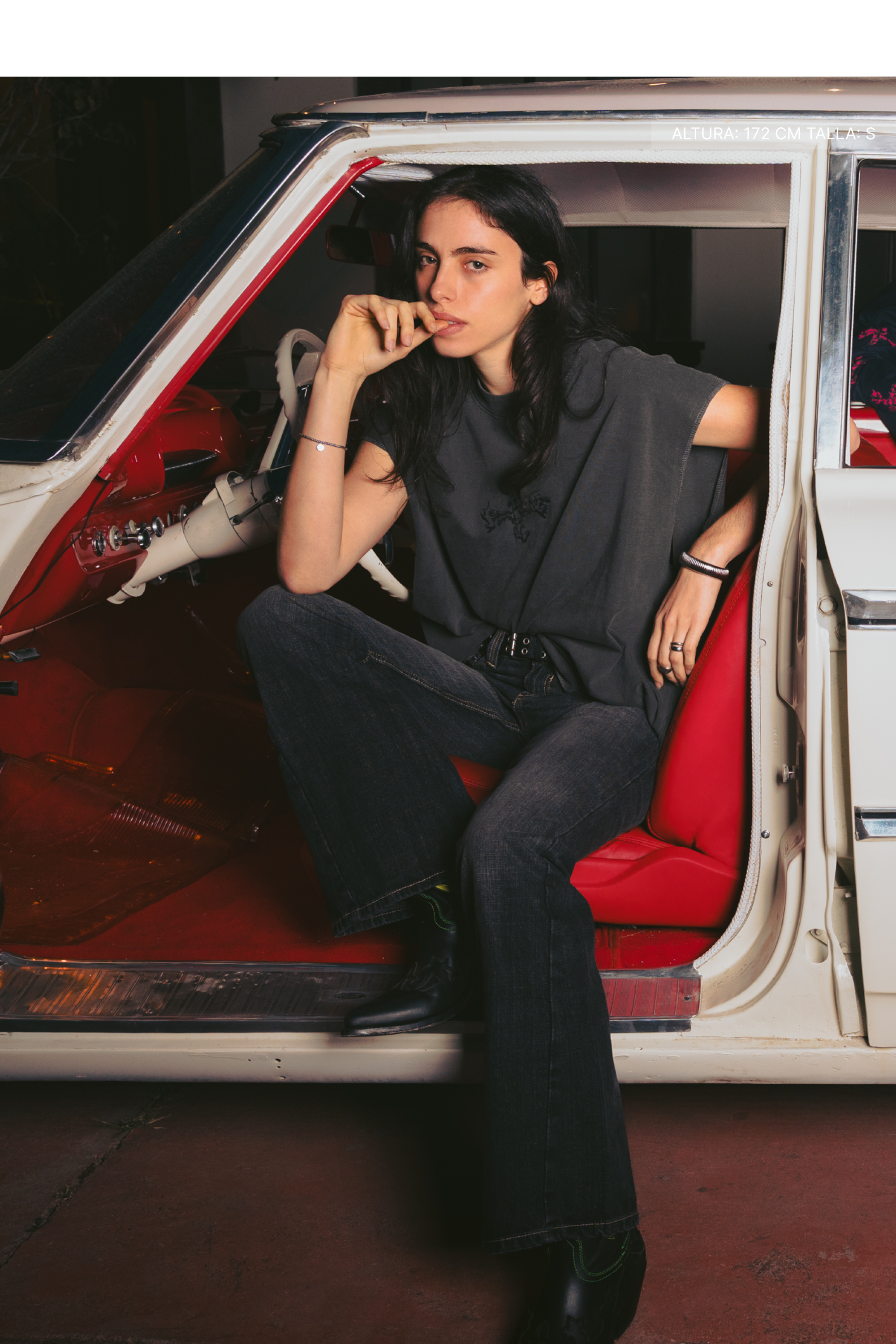 Letter Cross Tank Top Washed Grey