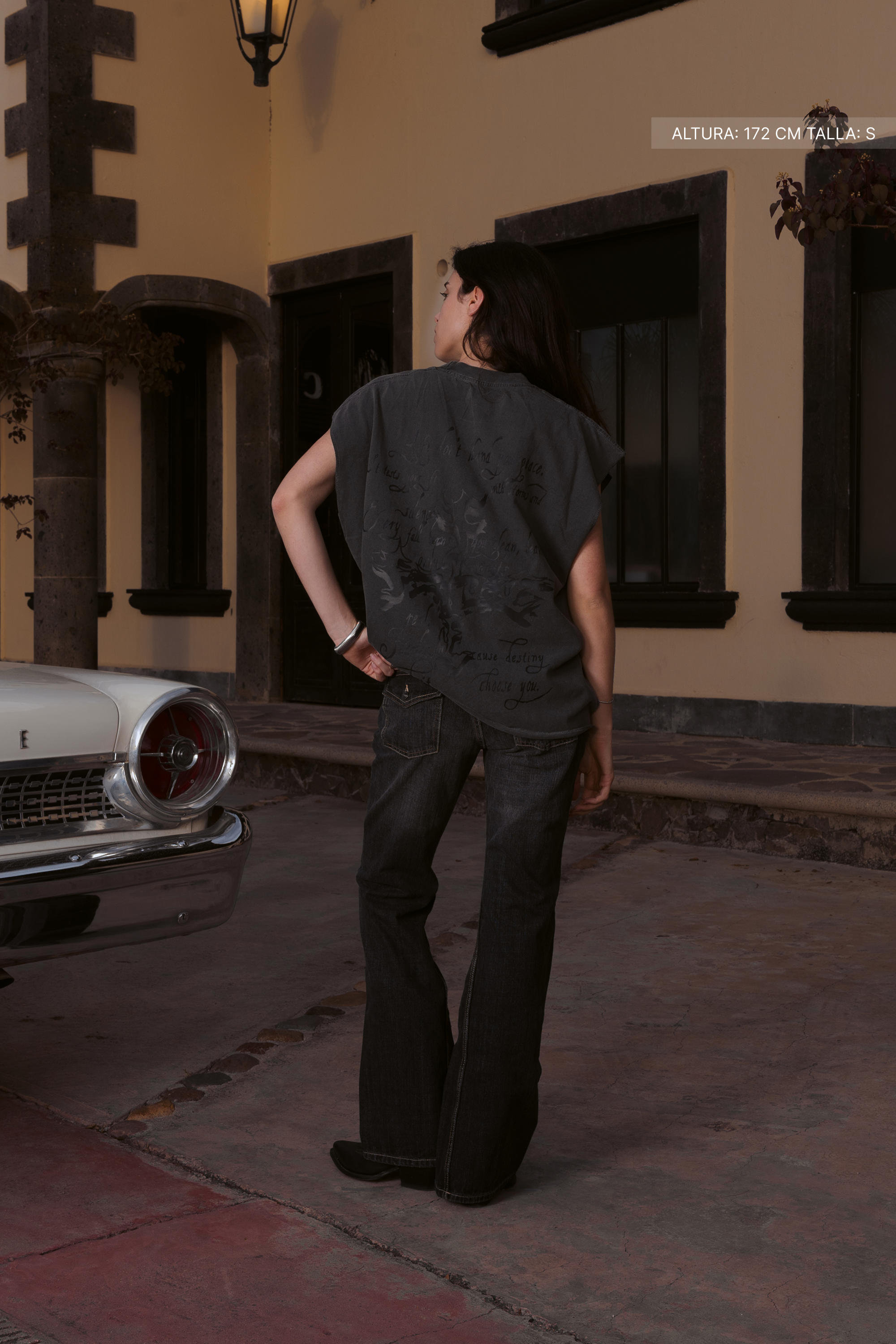 Letter Cross Tank Top Washed Grey