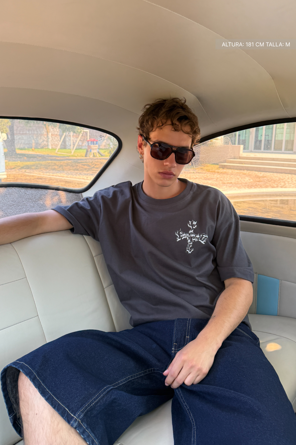 Letter Cross Tee Oxford Grey