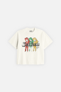 Rolling Lips Crop Tee Ivory
