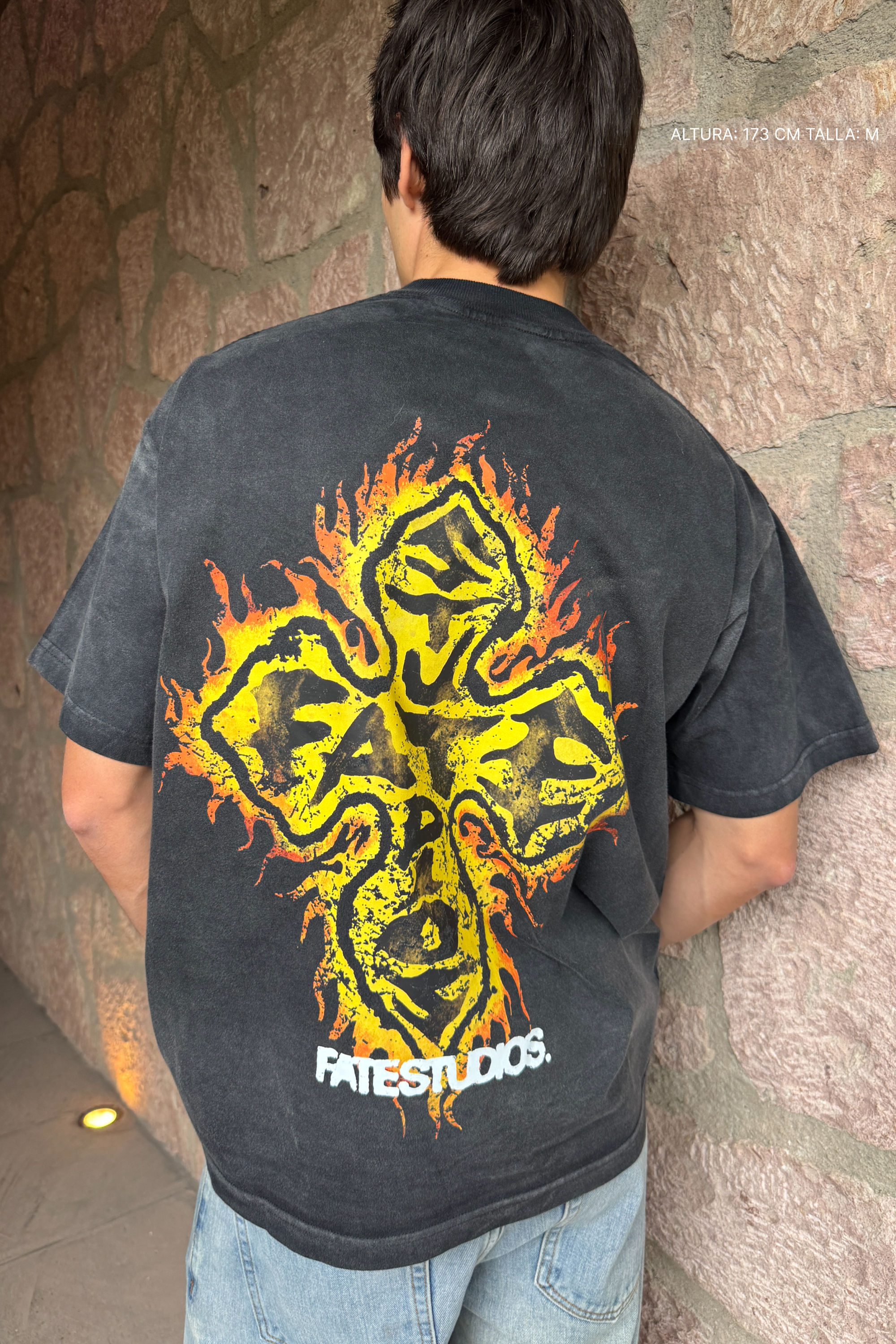 Fire Cross Tee Vintage Black