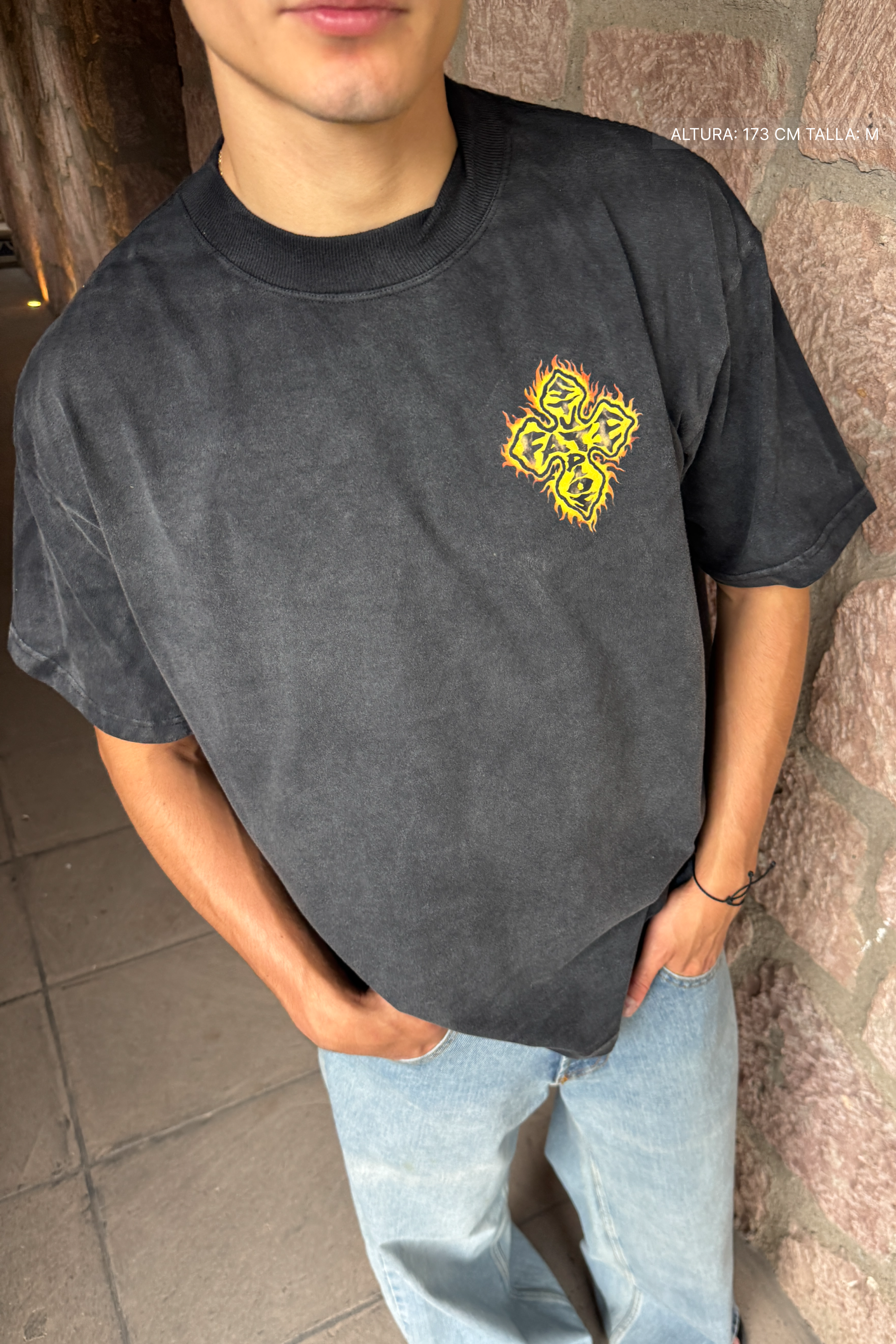 Fire Cross Tee Vintage Black