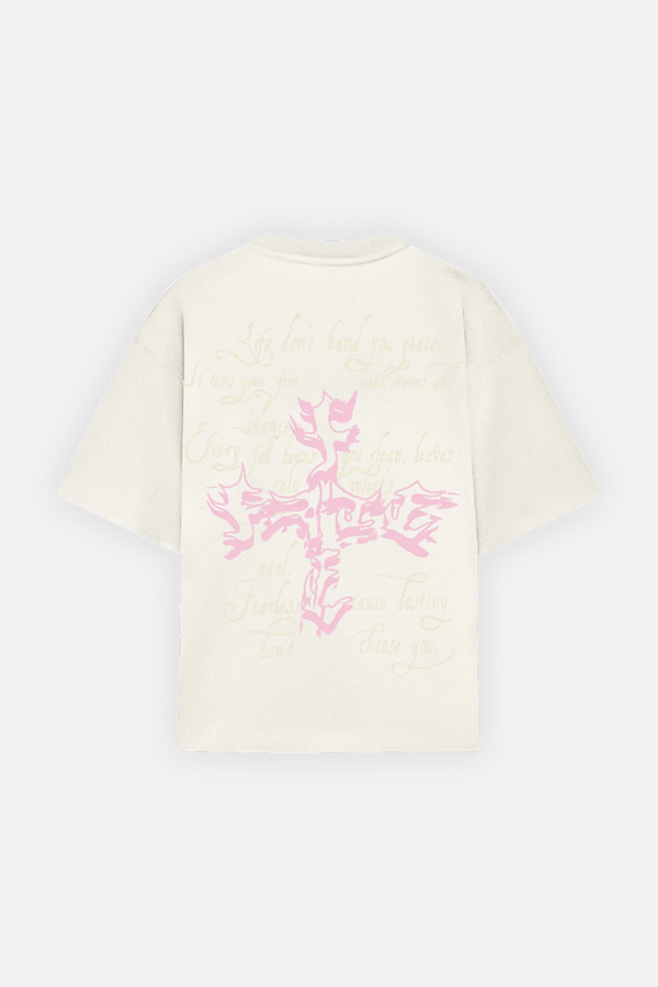 Letter Cross Tee Ivory