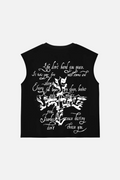 Letter Cross Tank Top Black