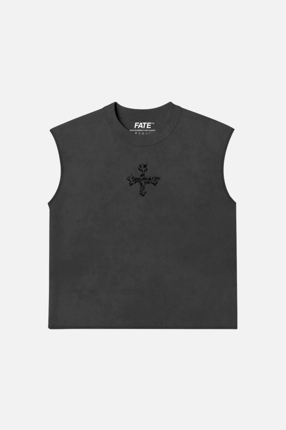 Letter Cross Tank Top Washed Grey