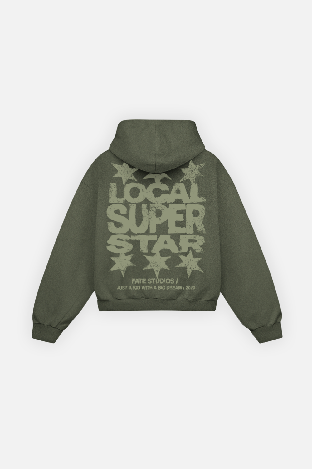 Local Super Star Hoodie Green Forest — Espalda