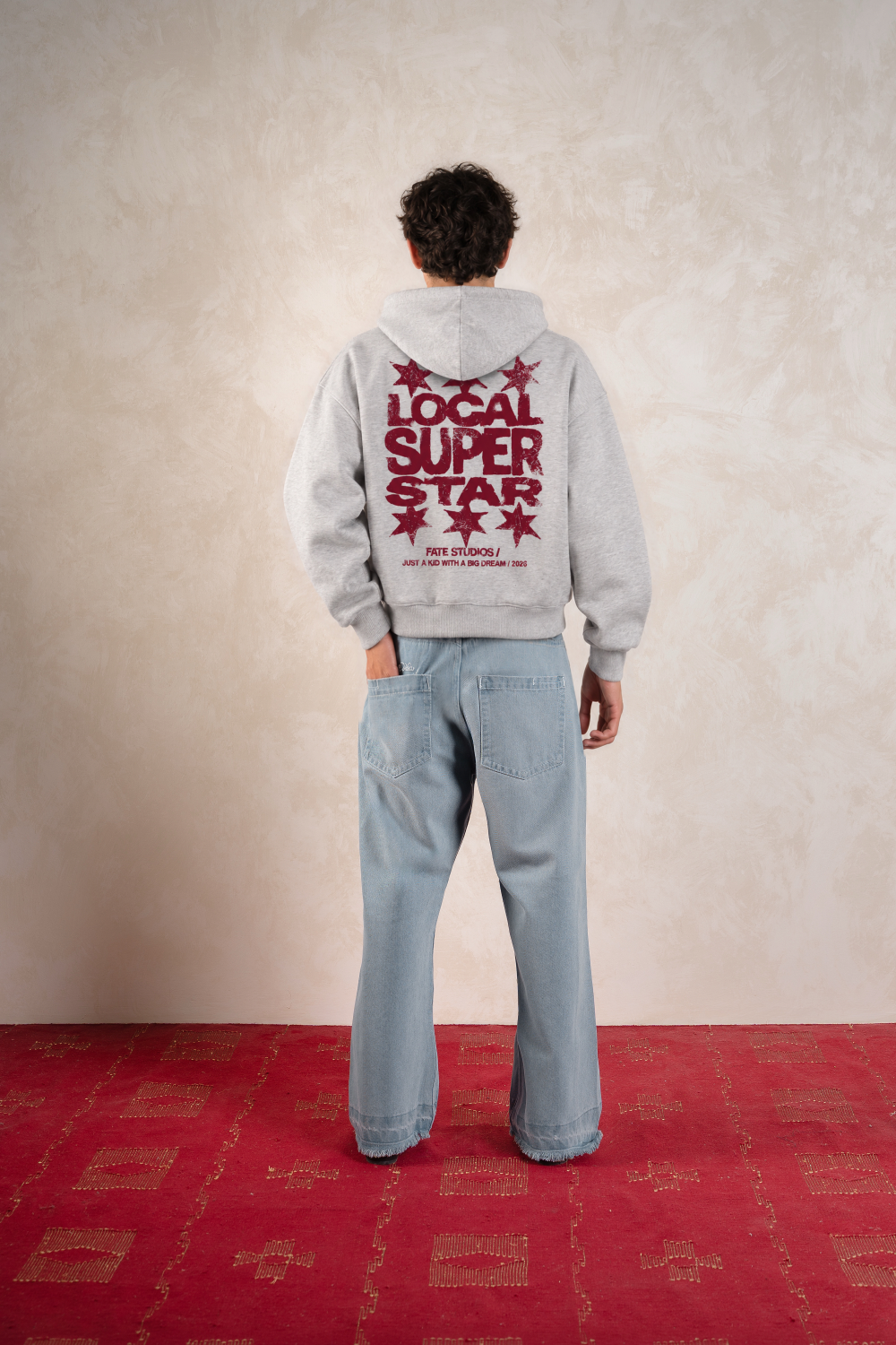 Local Super Star Hoodie Jasper Grey — Modelo espalda