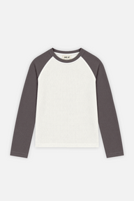 Raglan Longsleeve Ivory w/ Grey